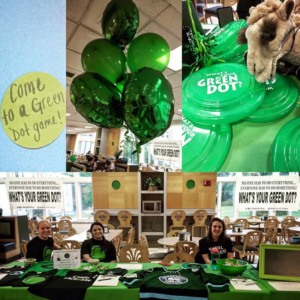Connecticut College students supporting Green Dot at several school events.