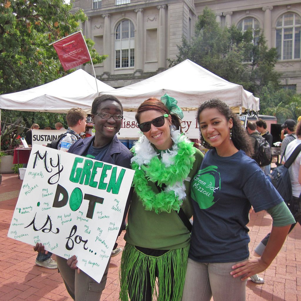Students gather at a Green Dot event at the University of Missouri.